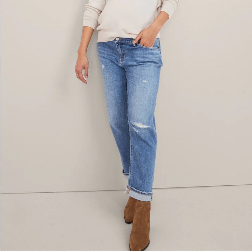 HATCH - THE BOYFRIEND MATERNITY JEAN - DESTROYED LIGHT WASH